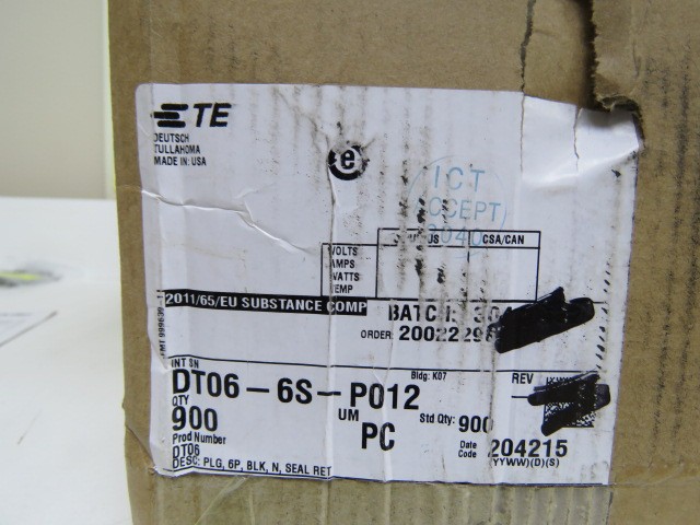 Deutsch DT06-6S-P012 Qty of 20 per Lot Deutsch DT06-6S-P012