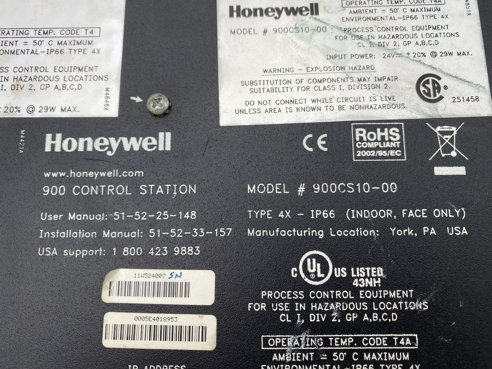 Honeywell 900 Control Station 900CS10-00 24V 10″