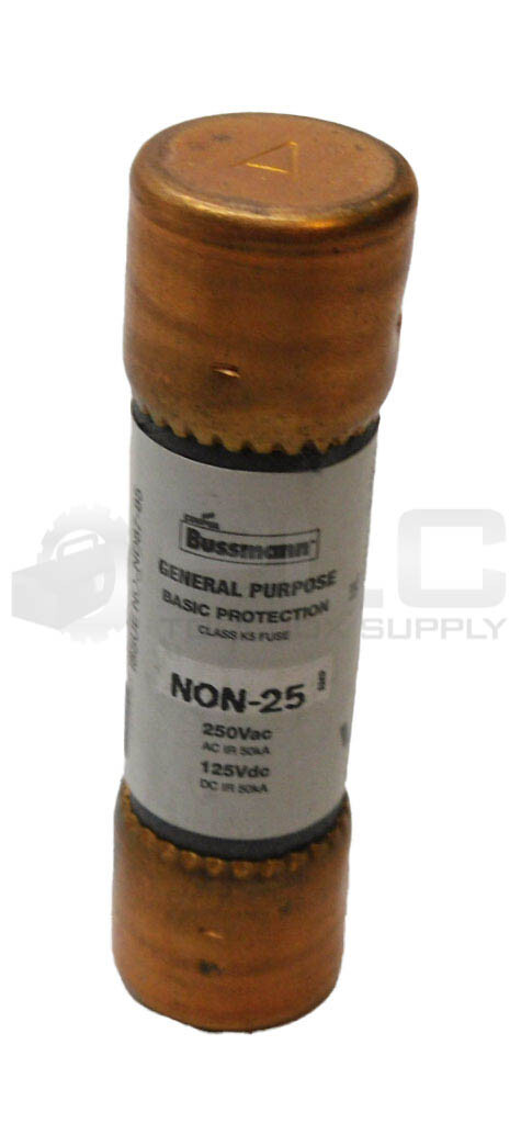 LOT OF 5 NEW BUSSMANN NON-25 GENERAL PURPOSE FUSE 25A 250VAC 125VDC