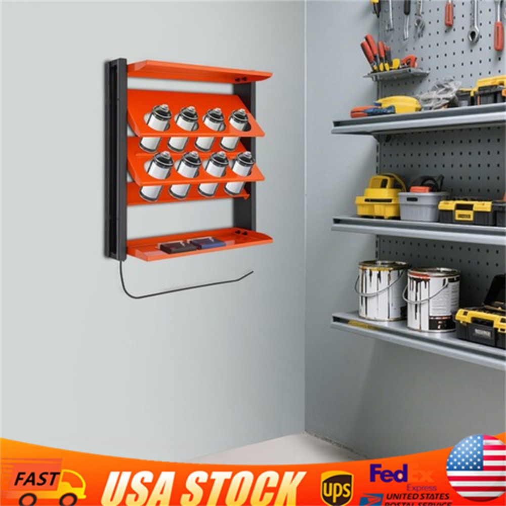 Shelf Spray Can Holder Lube Can Wall Mount Storage Rack Paint Organizer Orange