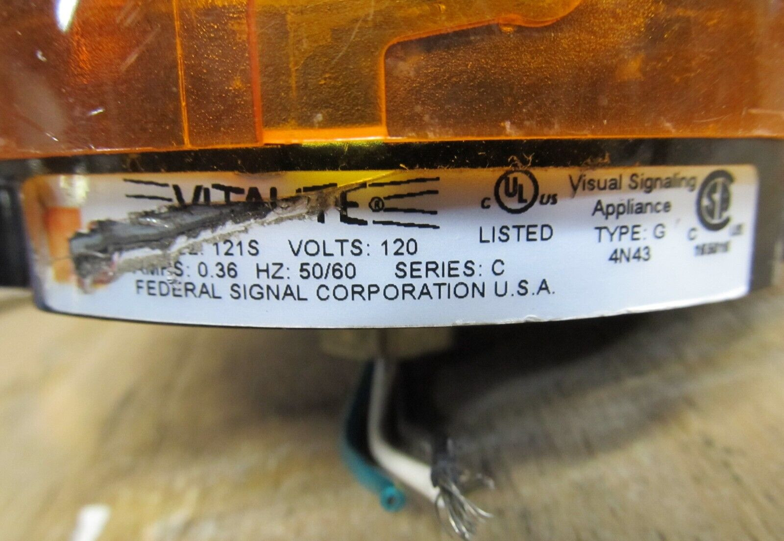 FEDERAL SIGNAL VITALITE Model 121S 120 Volts 60Hz Series C