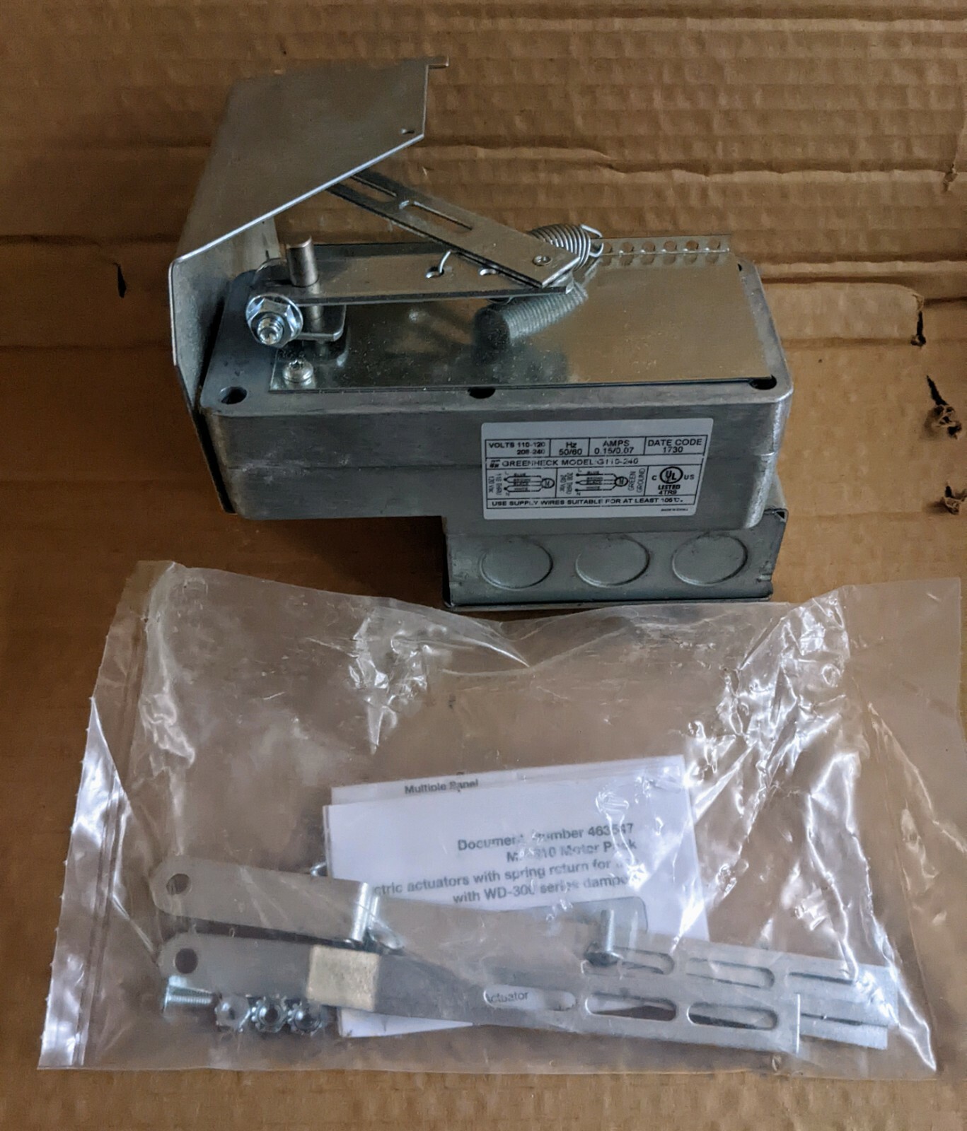 GREENHECK 826841 DAMPER ACTUATOR KIT MP-310 FOR WD-300 SERIES DAMPERS NEW