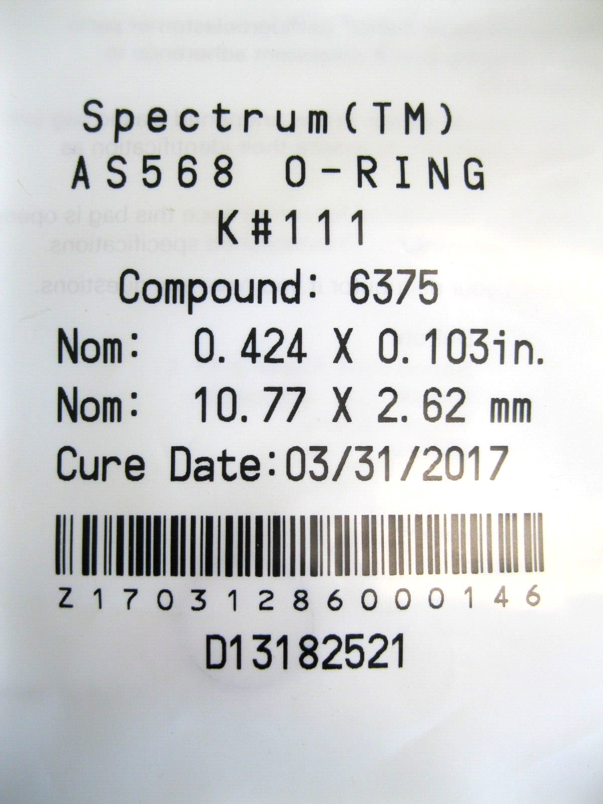 NEW Lot (2) Sealed DuPont Kalrez Spectrum K#111 Compound 6375 O-Ring L17