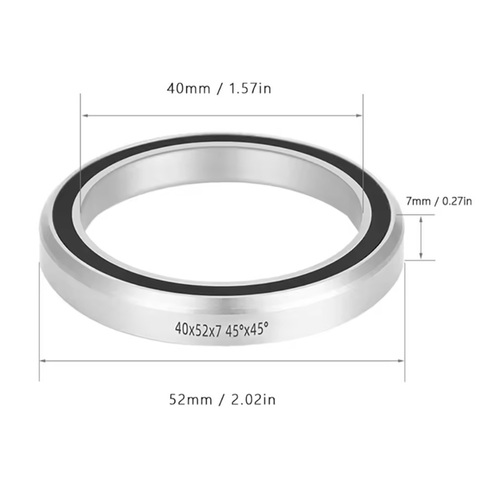 1 Headset Bearing – 40 × 52 × 7mm – 45°/45° Chamfer – 2RS – Chrome Steel