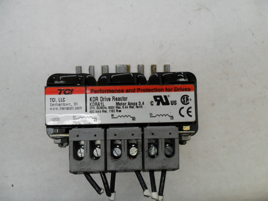 TCI KDRA1L KDR DRIVE REACTOR 3PH 50/60HZ 600V 6.4A
