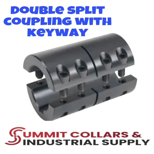 2CC-062-062-KW, 5/8″ Double Split Rigid Shaft Clamp Coupling Keyway Black Oxide