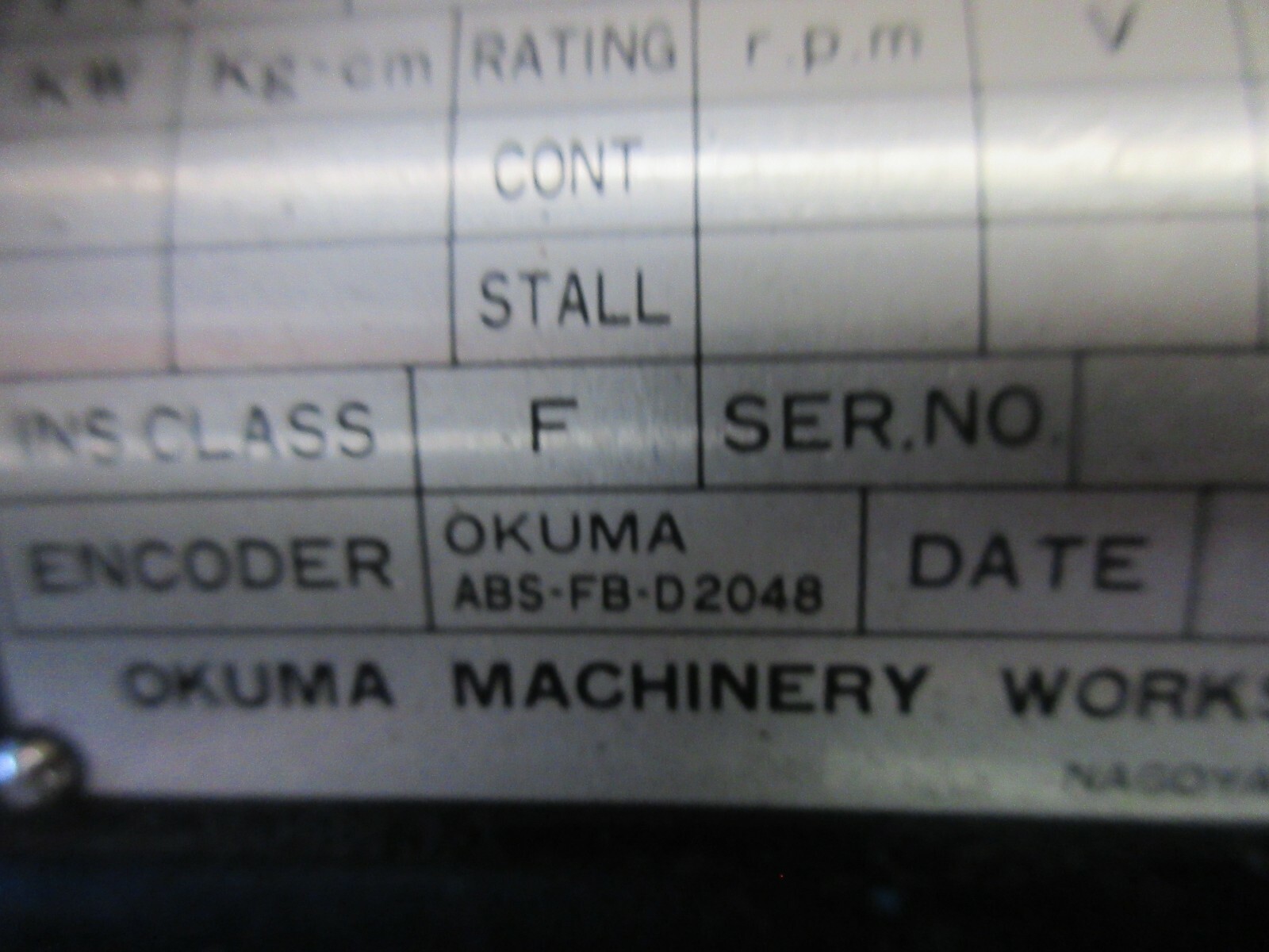 *SPECIAL* OKUMA BL-MOTOR BL-180E-20T WITH ABS-FB-D2048 ENCODER OKUMA LC40 EACH 1