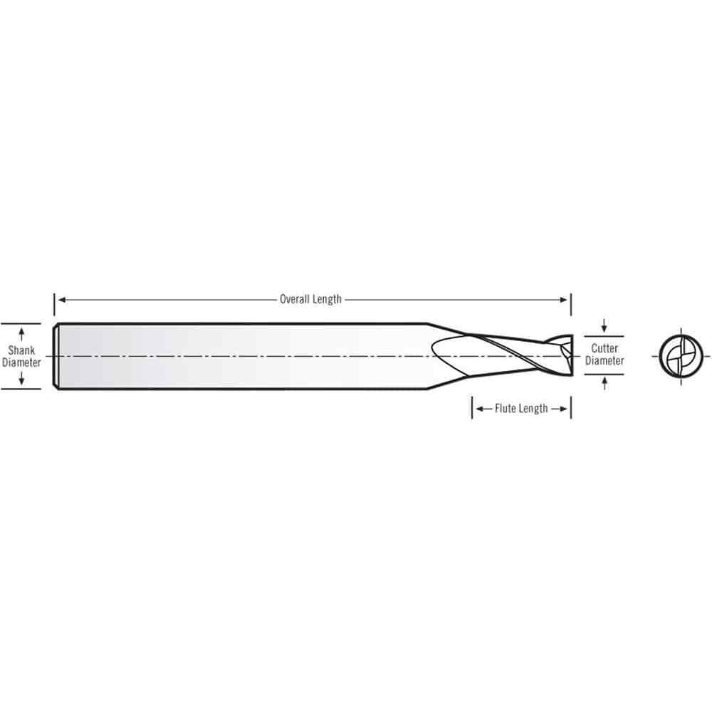 RobbJack SS-2-020 Square End Mill: 1/64″ Dia, 1/32″ LOC, 1/8″ Shank, 1-1/2″ OAL