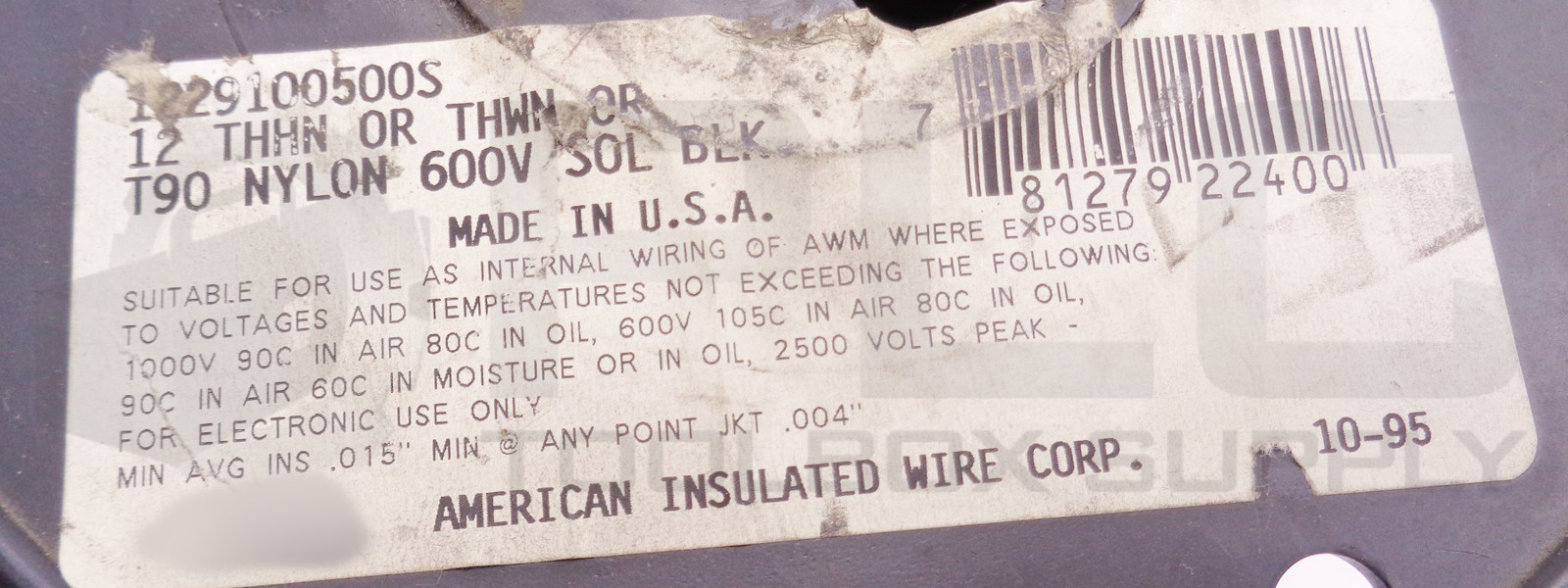 NEW AMERICAN INSULATED WIRE 1229100500S 12 AWG WIRE APPROX 255′ 600V THHN/THWN