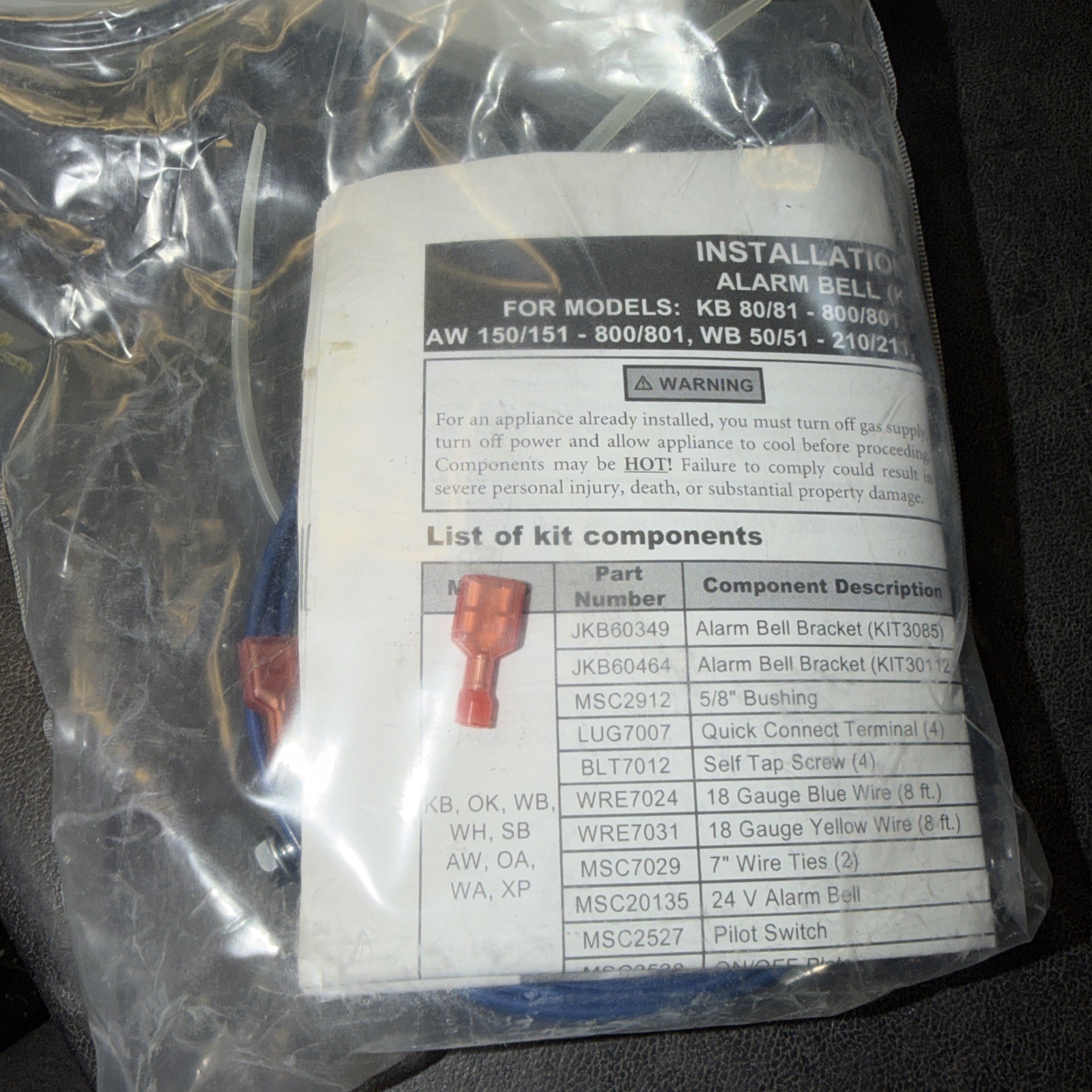 Lochinvar Bell Alarm KIT3085 100157719