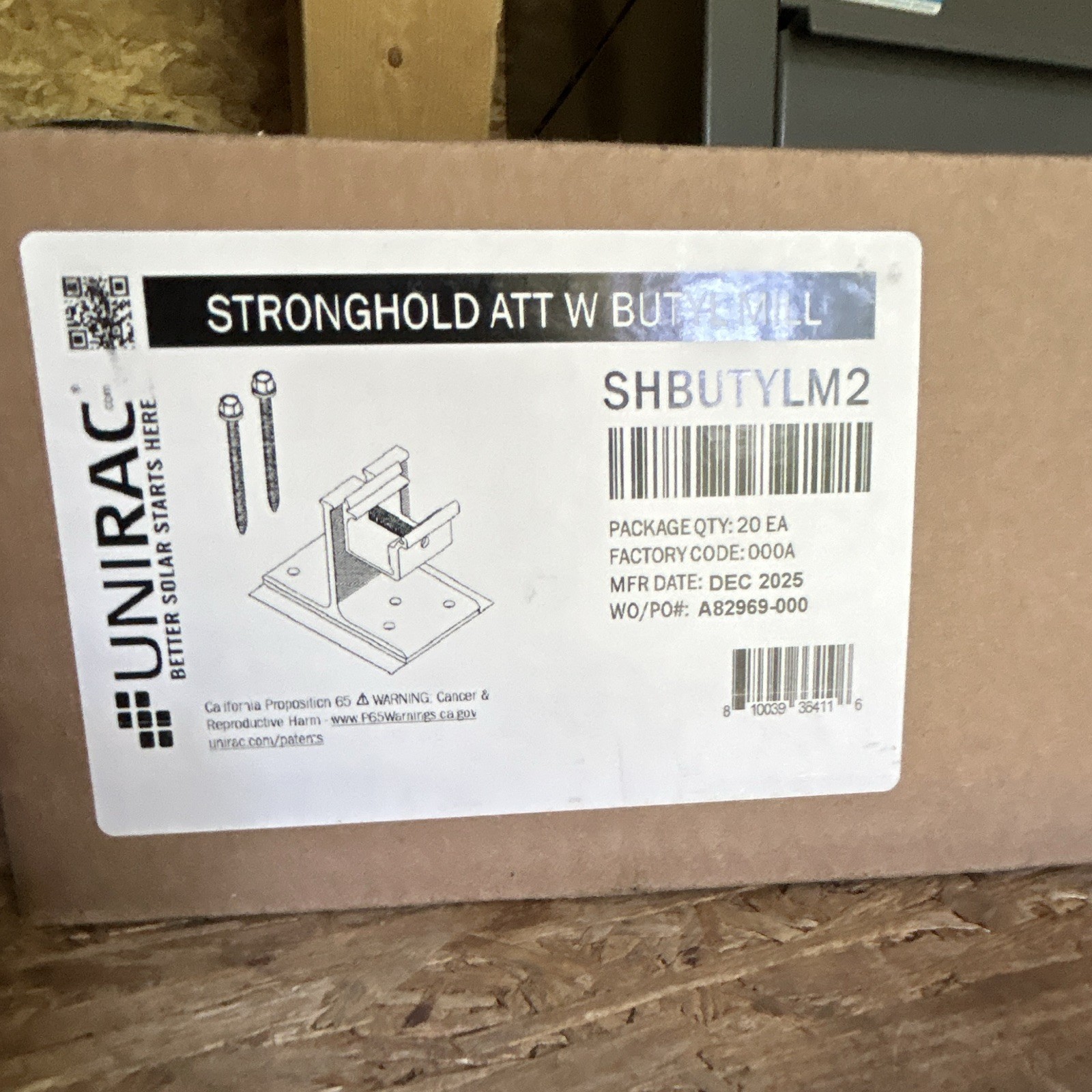 Unirac Stronghold ATT W Butyl Mill Mounting Hardware Kit SHBUTYLM2