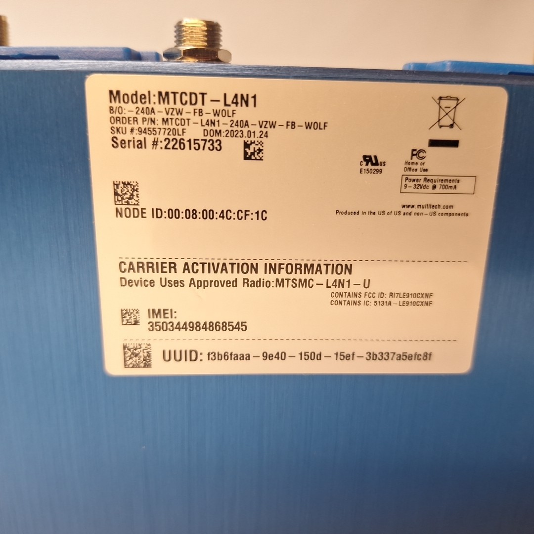 MULTITECH 94557720LF Conduit Gateway MTCDT-L4N1-240A-VZW-FB-WOLF