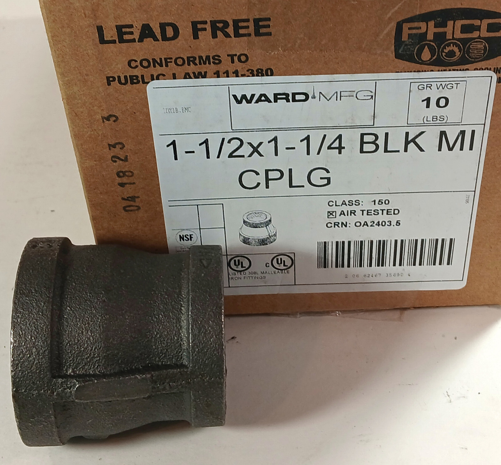 1 NEW WARD 1DX1B.BMC 1 1/2X1-1/4 BLK MI CPLG IRON COUPLING NNB ***MAKE OFFER***