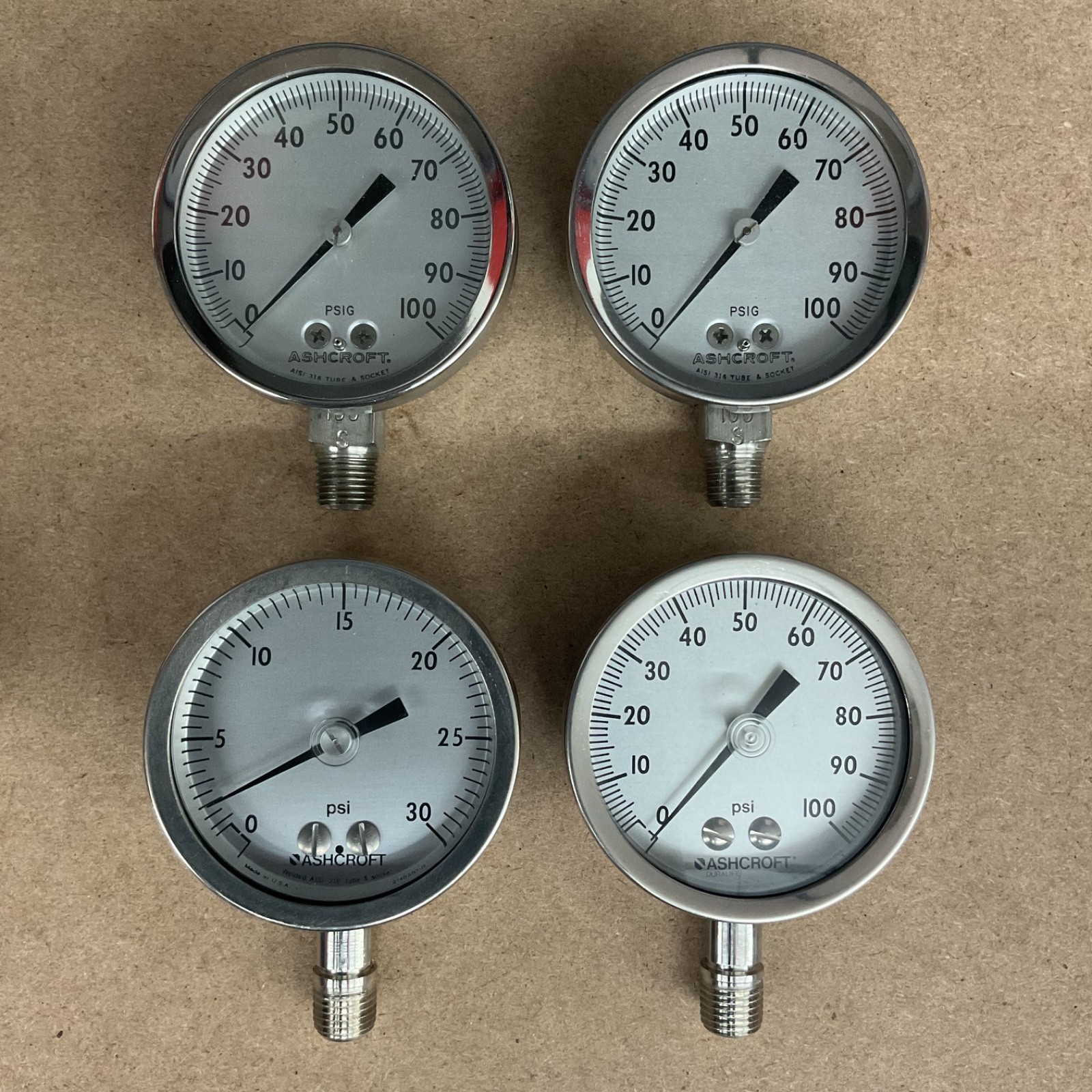 Pressure Guage Lot of 10 Ashcroft / U.S. Gauge USG / Span Instruments / Matheson