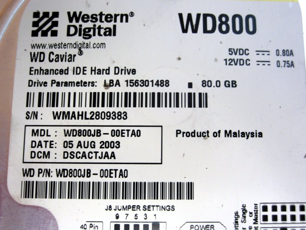 Western Digital WD800JB-00ETA0 3.5″ Hard Drive