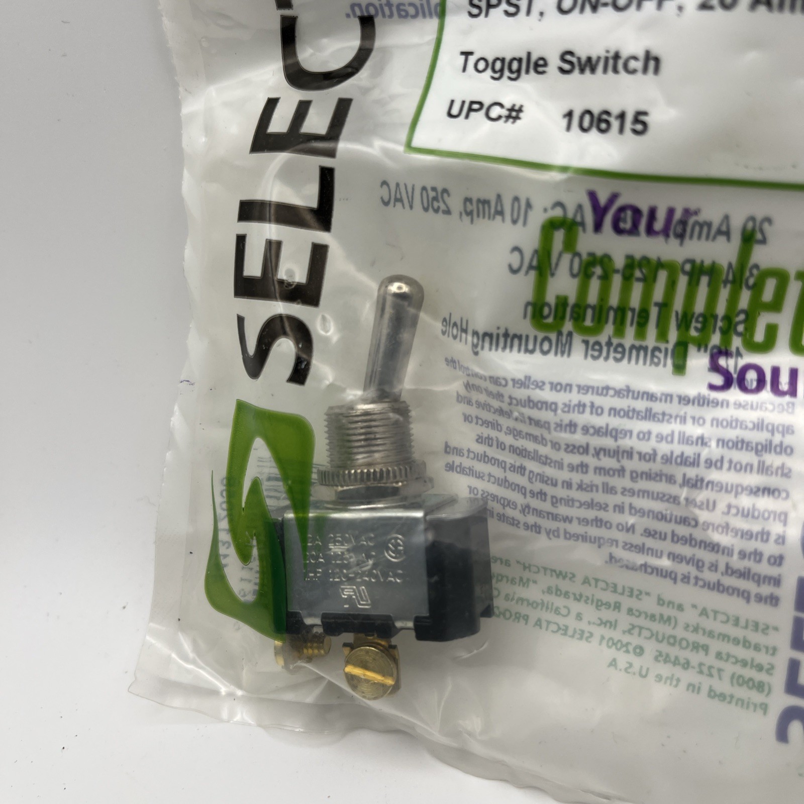 Selecta SS206S-BG, 20amp Toggle Switch