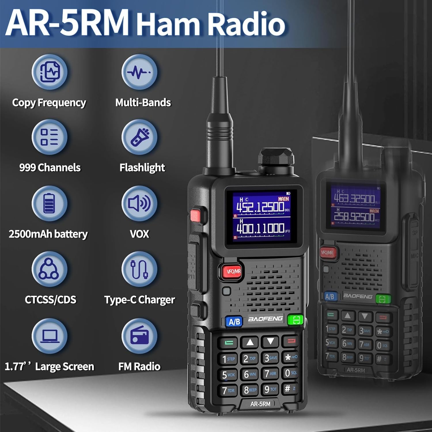 Digital Handheld Radio Scanner Fire Police VHF FM EMS Ham 2 Way Transceiver Dual