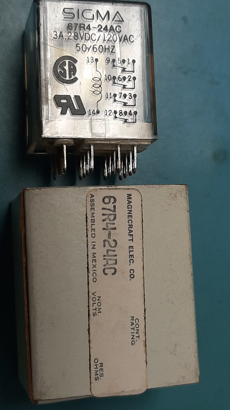 Sigma 67R4-24AC Relay 67R424AC ( GOLD CONTACTS SEEN IN THIS RELAY )
