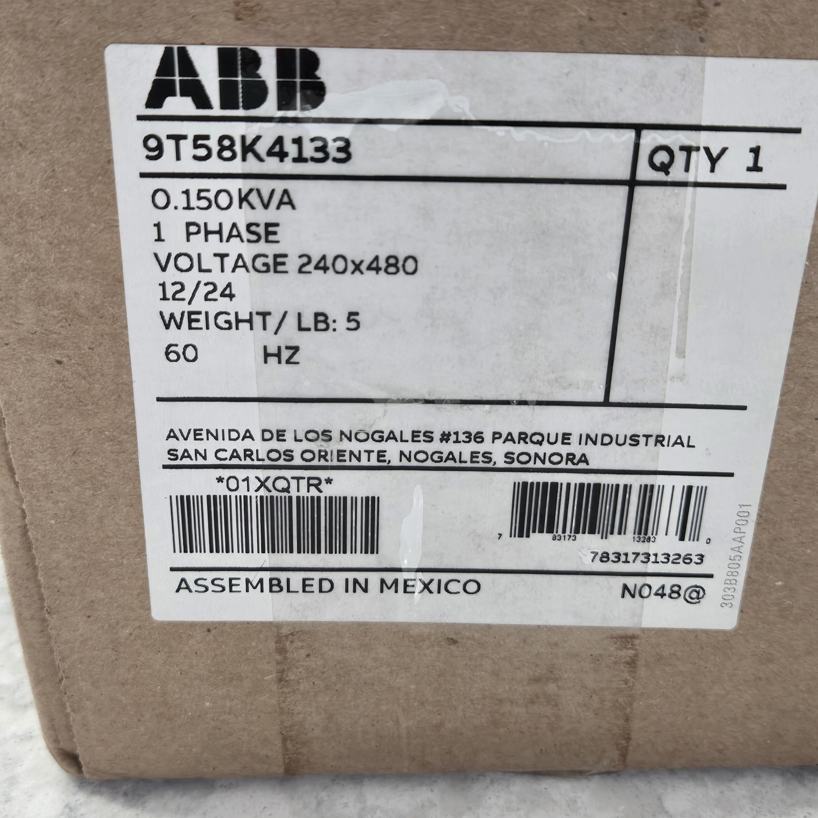New ABB General Purpose IP Control Power Transformer 9T58K4133