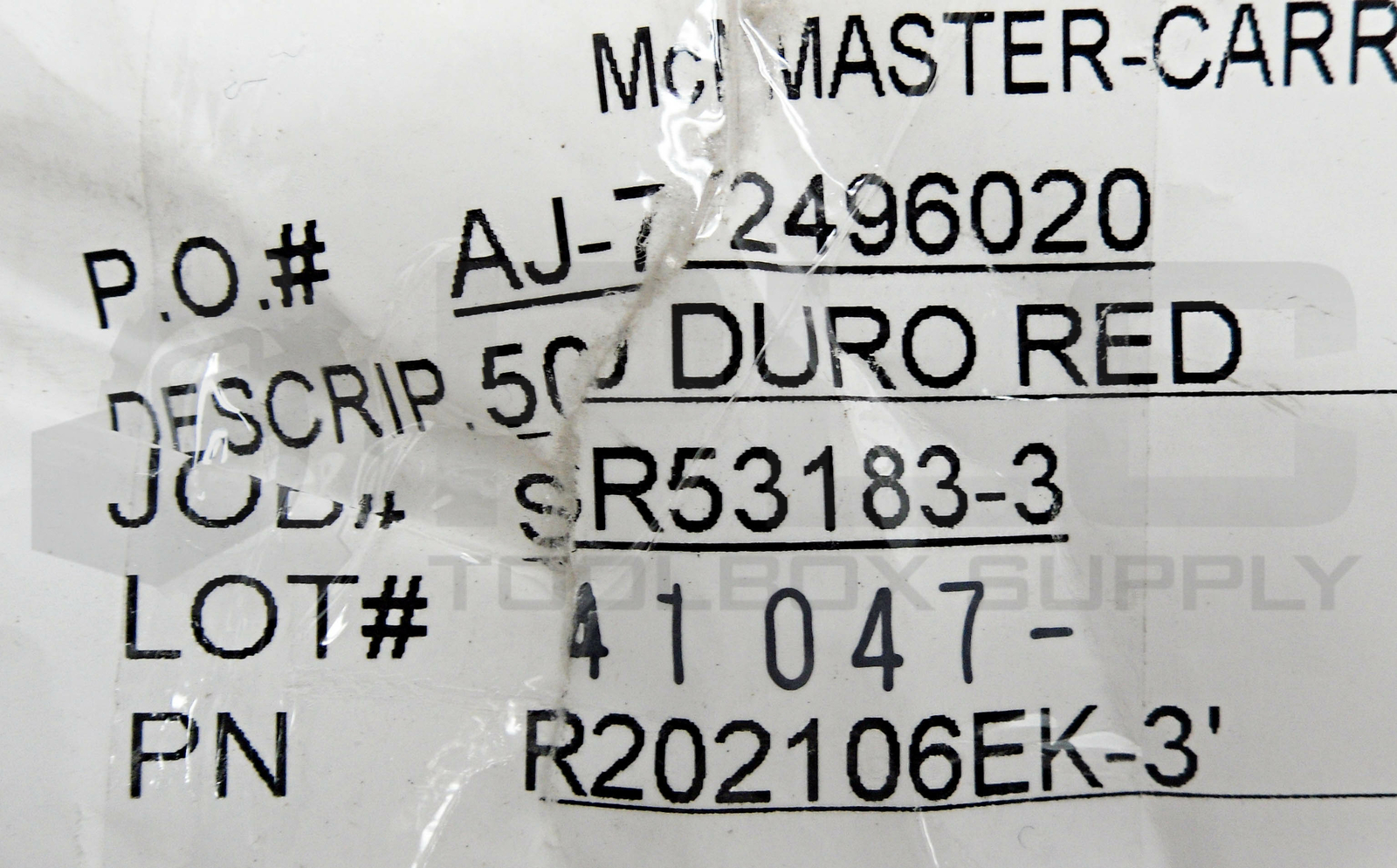 NEW MCMASTER-CARR R202106EK-3′ 50 DURO RED POLYCOATED RUBBER LINER