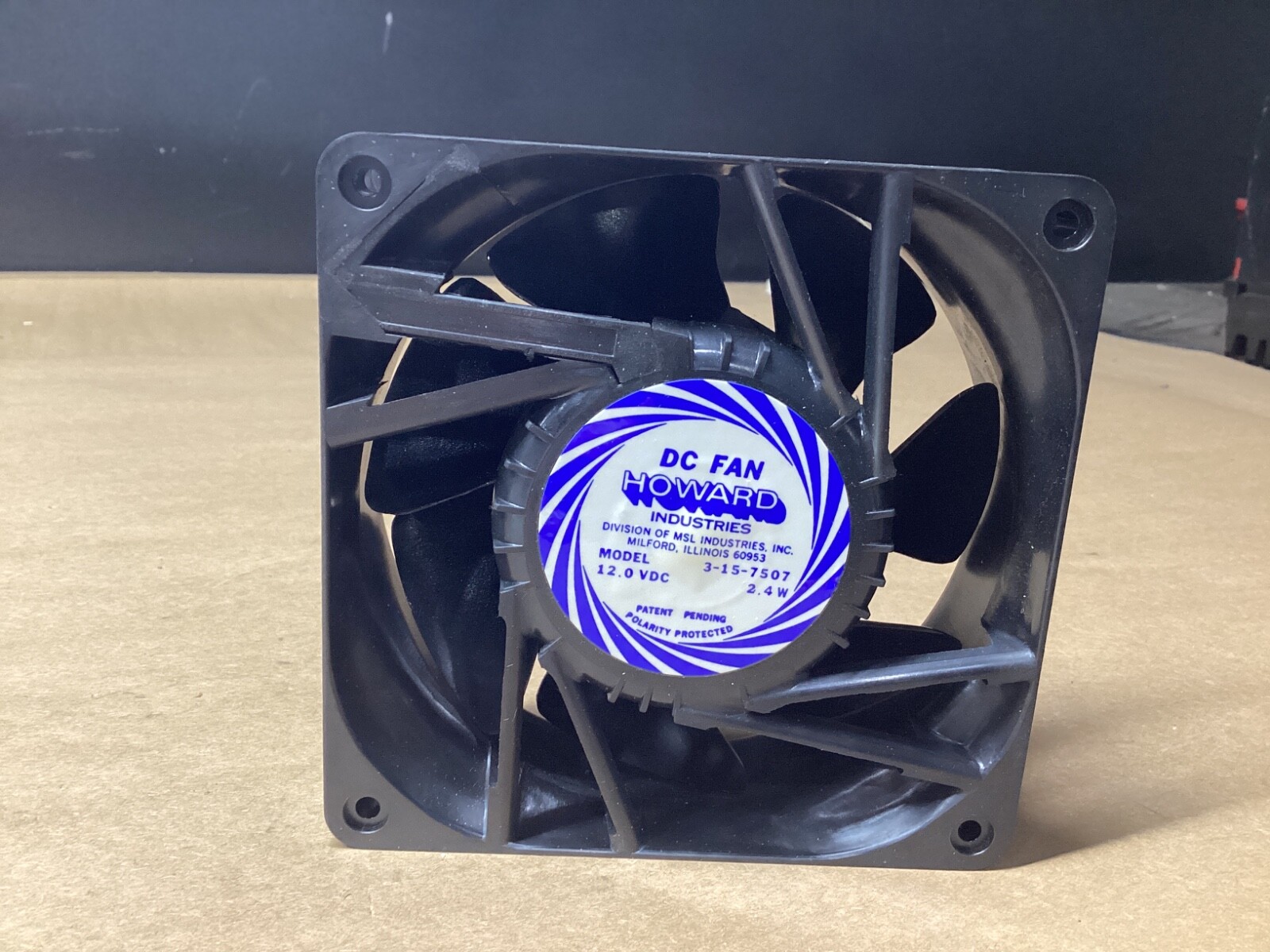 HOWARD DC FAN 3-15-7507 12.0VDC 2.4W #102E113PR6*CO