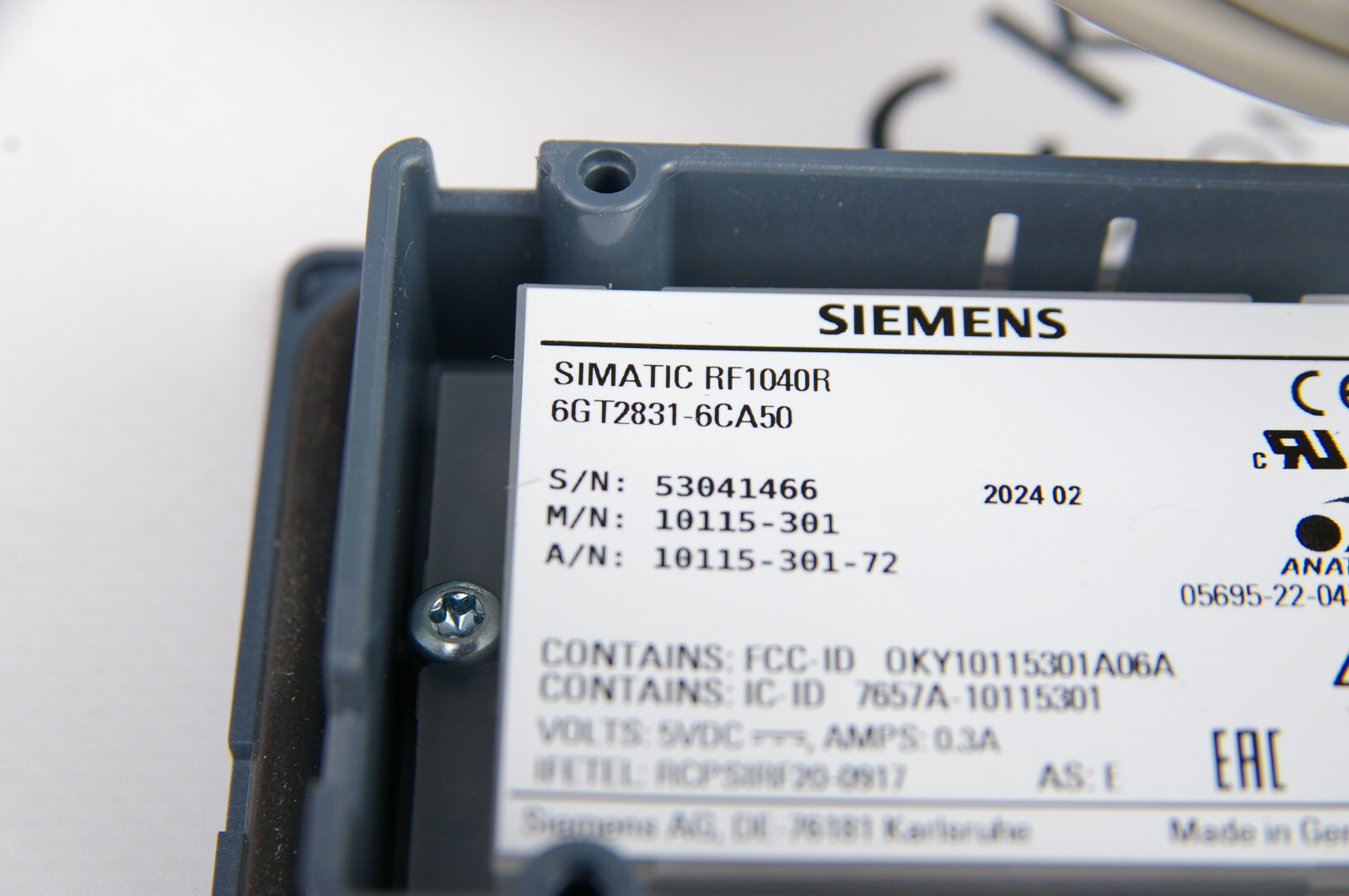 Siemens 6GT2831-6CA50 SIMATIC RF1000 Access Control Reader RF1040R