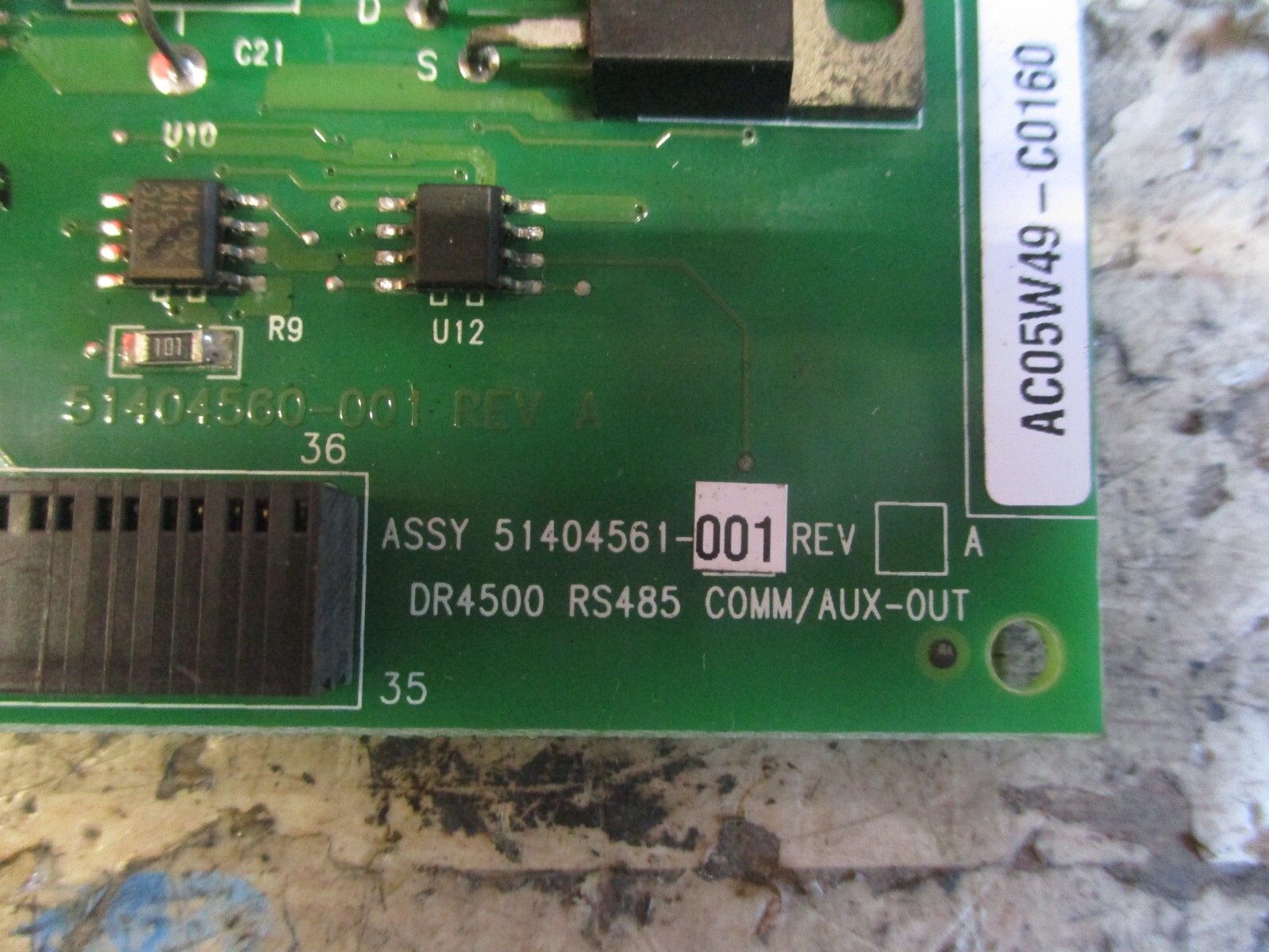 Honeywell DR4500 RS485 COMM/AUX-OUT AC05W49-C0160 Board 51404561-001 *Tested*