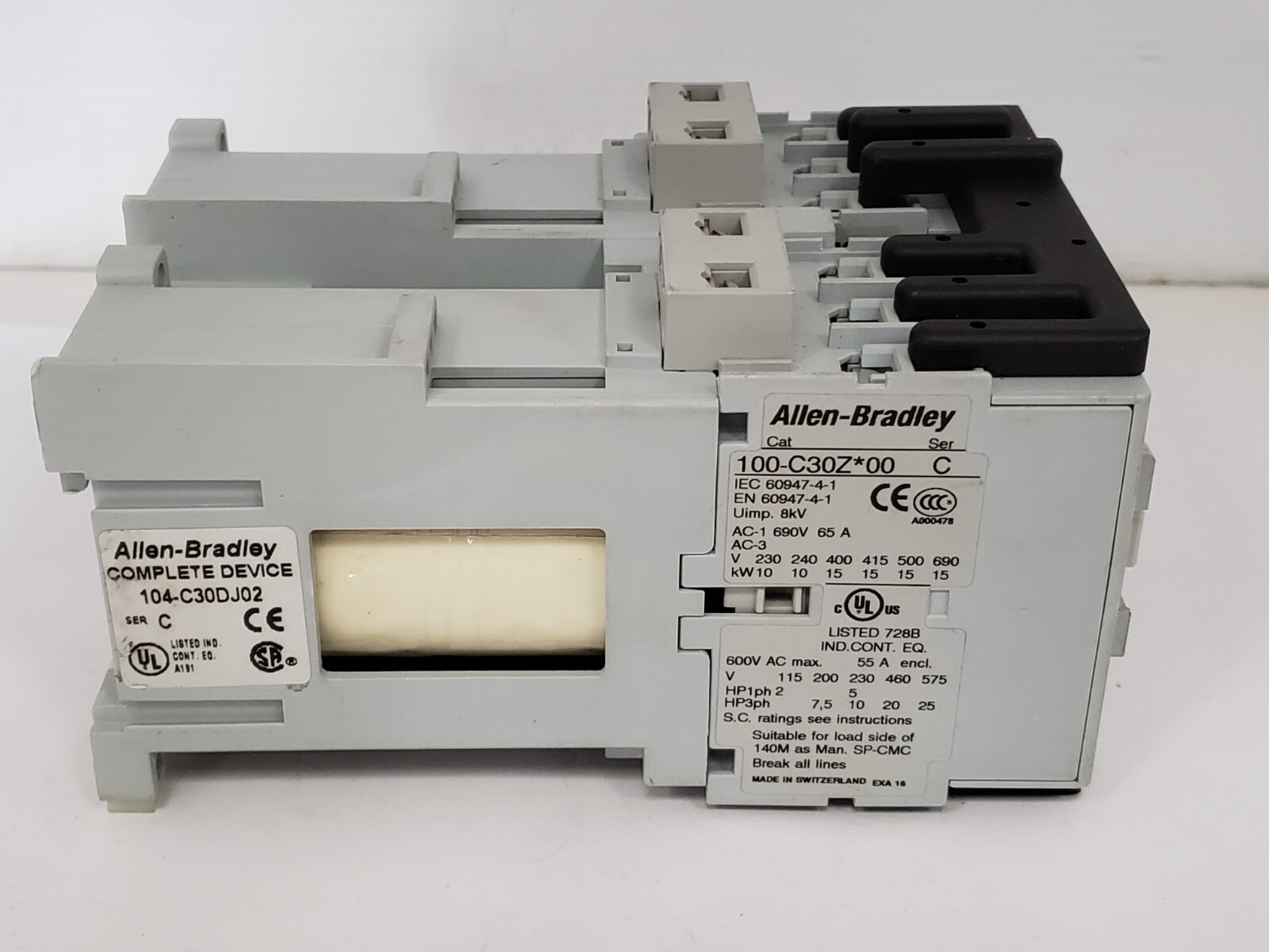 ALLEN BRADLEY 104-C30DJ02 CONTACTOR REVERSING 600V 30A SERIES C