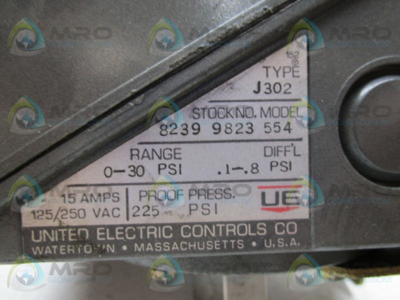 UNITED ELECTRIC CONTROLS TYPE J302 PRESSURE CONTROLLER UNMP