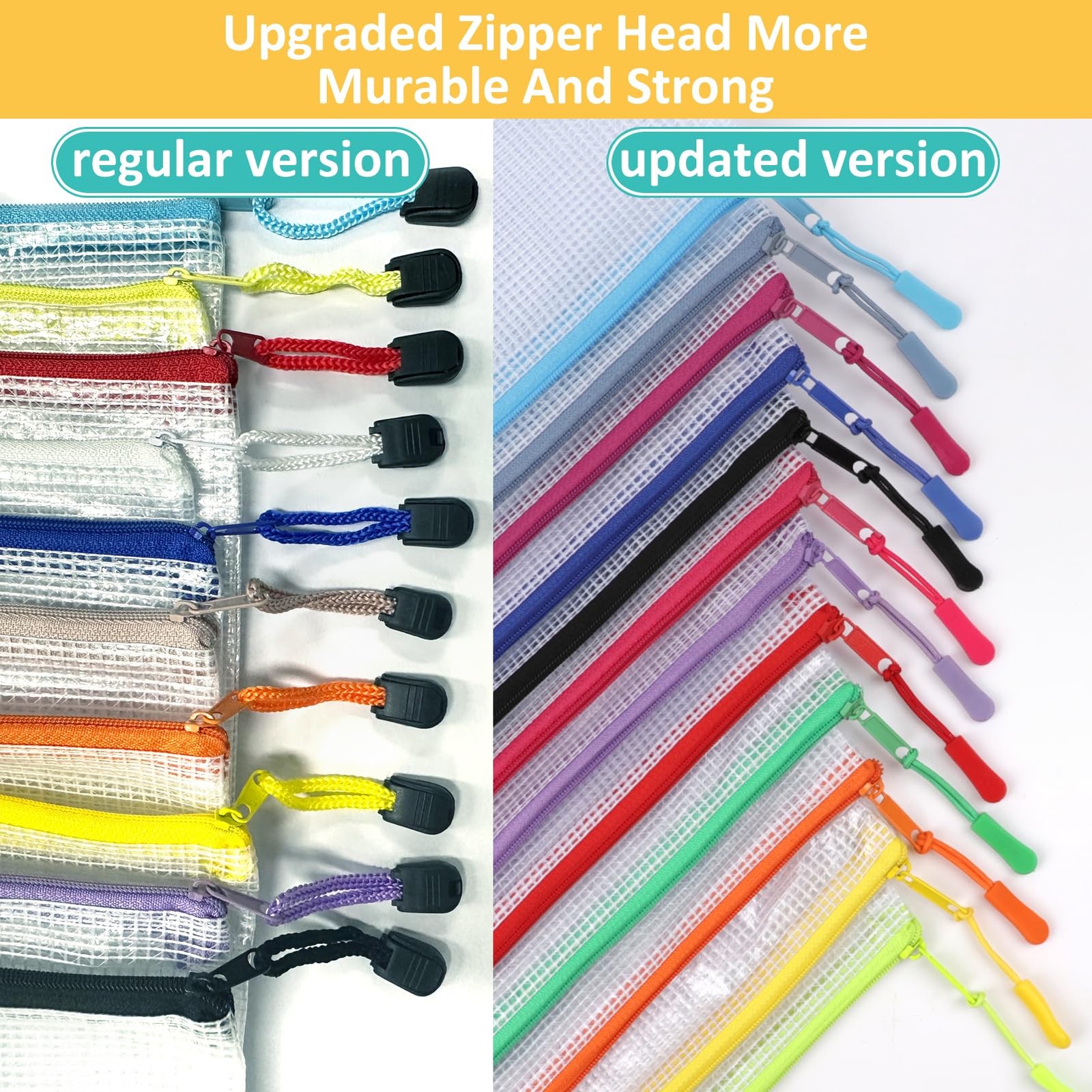 YOPCDJ 12pcs Mesh Zipper Pouch Bags, A4 Puzzle Bag (12 Colors, 9×13, 12 Color