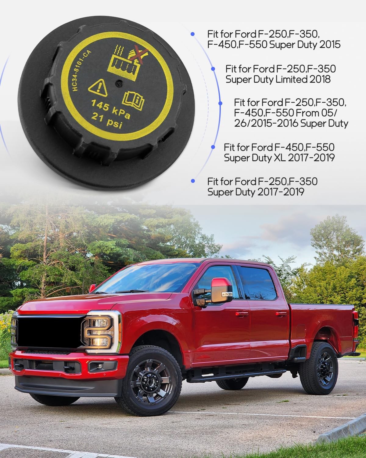 HC34-8101-CA Coolant Reservoir Cap Fit for Ford F250 F350 F450 F550 2015-2019…