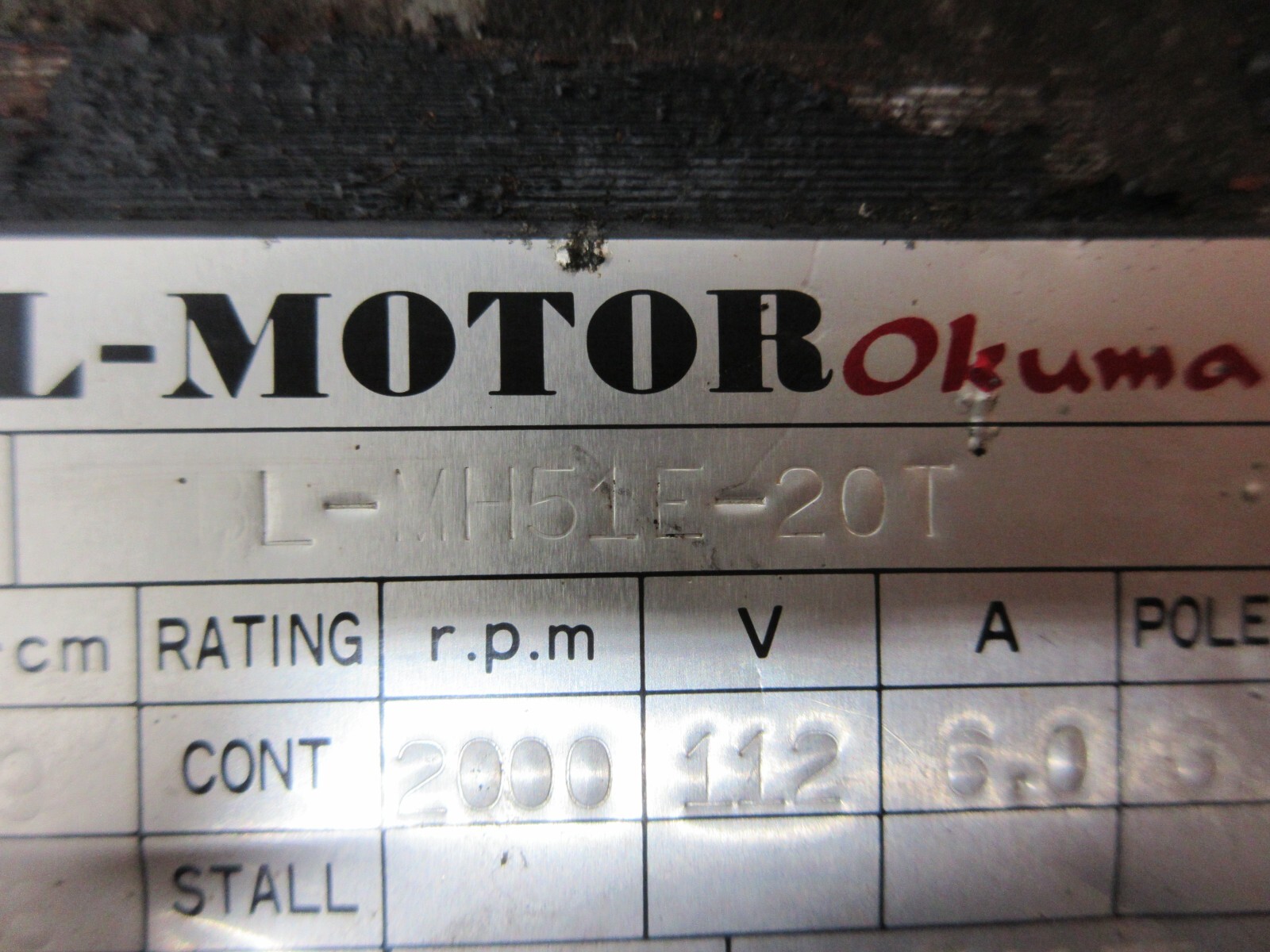 OKUMA SERVO MOTOR BL-MH51E-20T ABS-FB-D2048 ENCODER WARRANTY