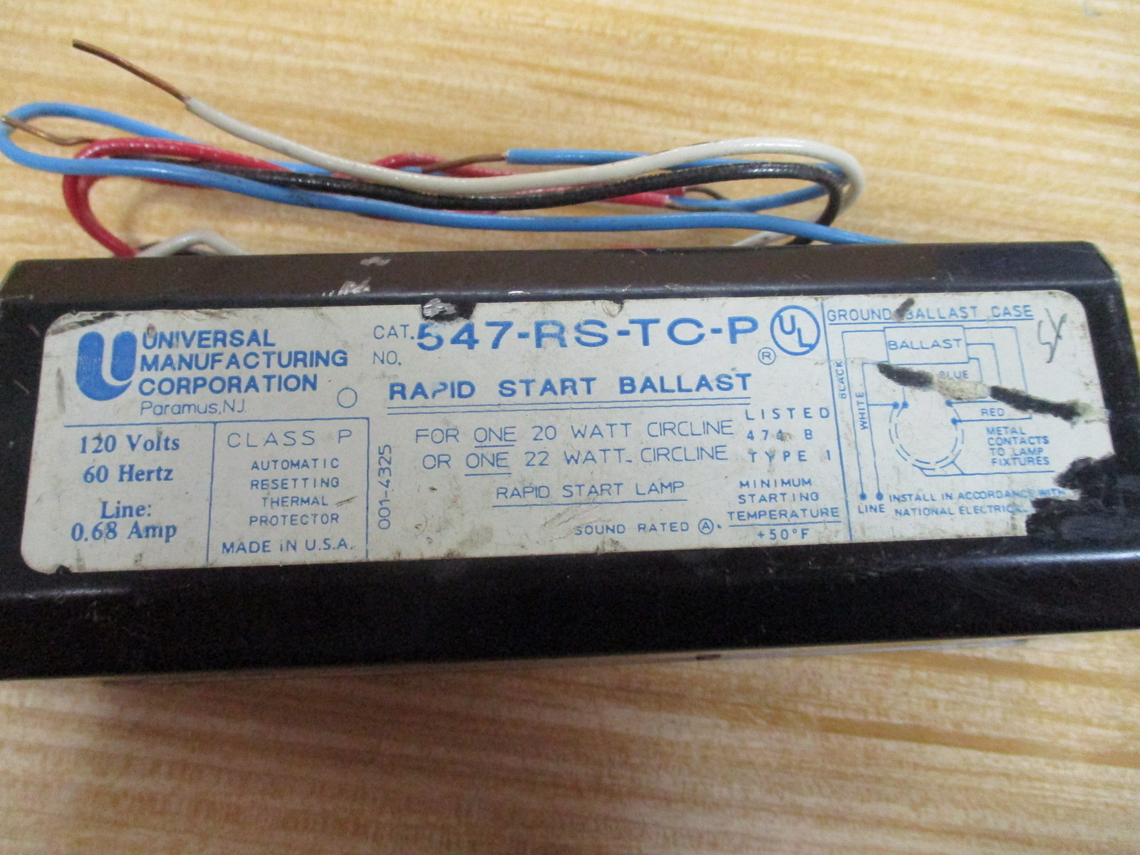 Universal Manufacturing 547-RS-TC-P Ballast 547RSTCP