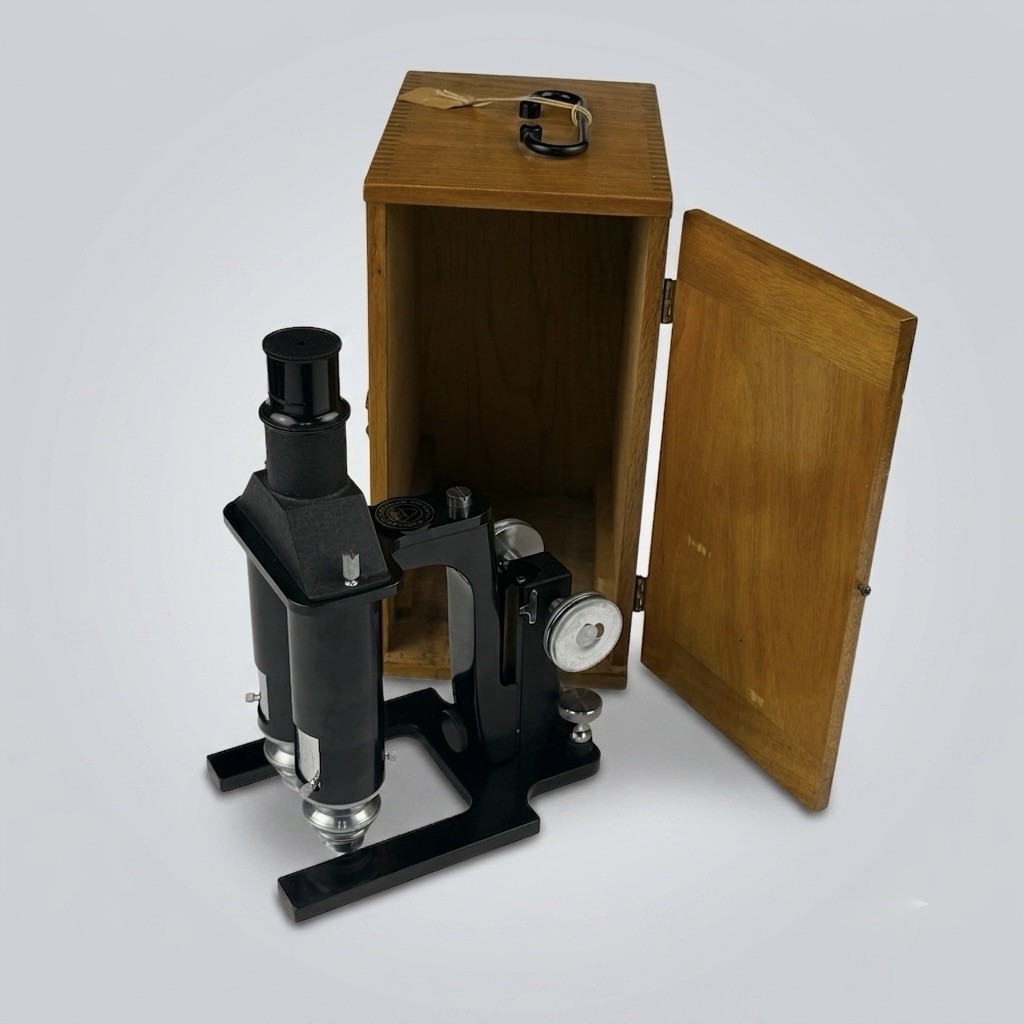 Vintage Bausch & Lomb Brinell Microscope with Original Wooden Case