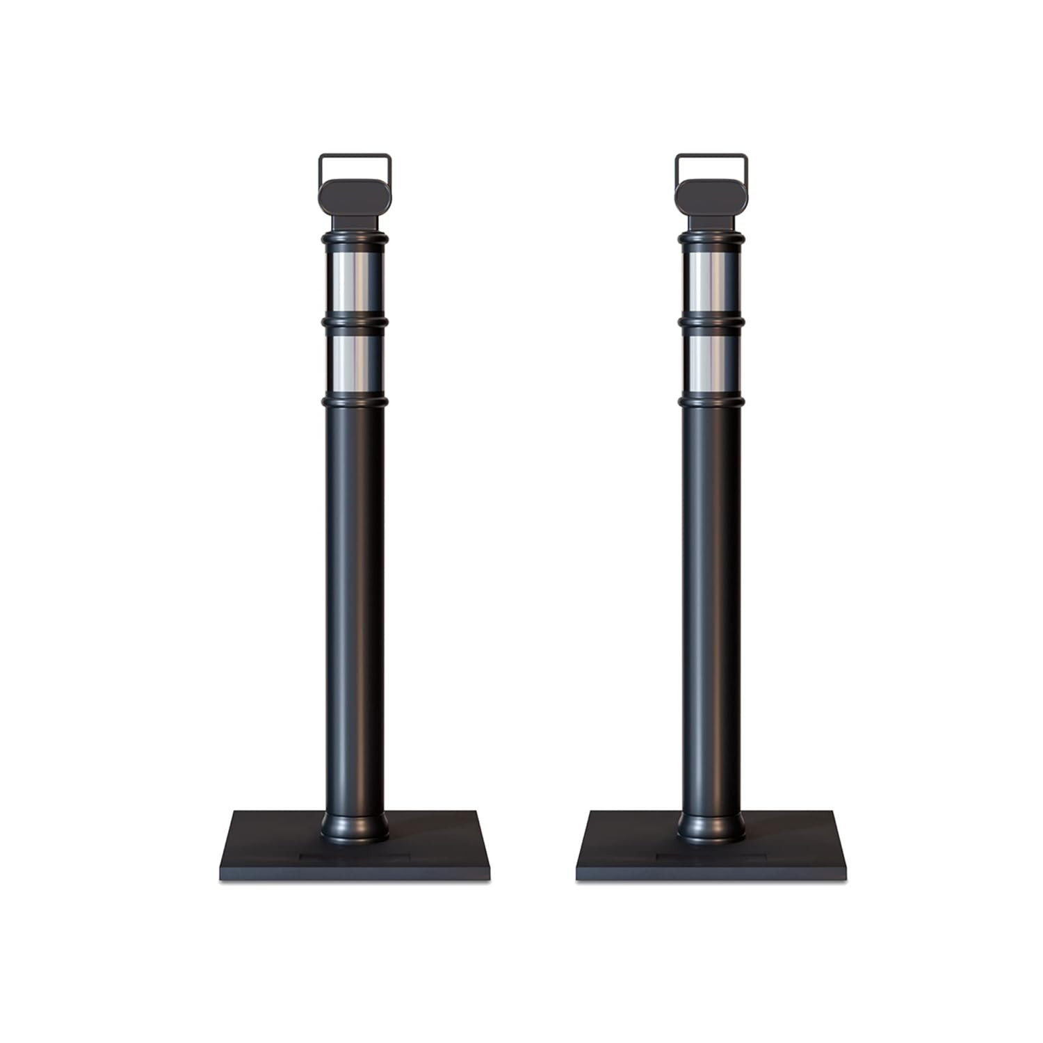 Set of 2 Reflective 45″ Delineator Posts with Removable Rubber Base – Black