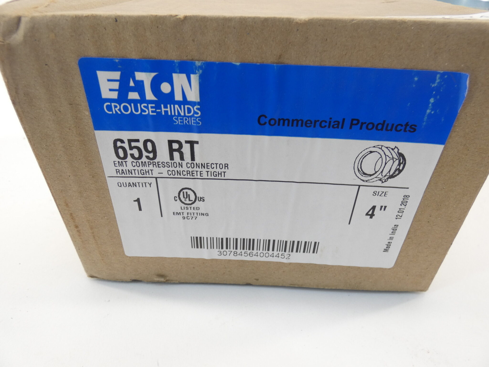Eaton Crouse-Hinds 659RT EMT 4″ Compression Raintight Connector – NEW Surplus!