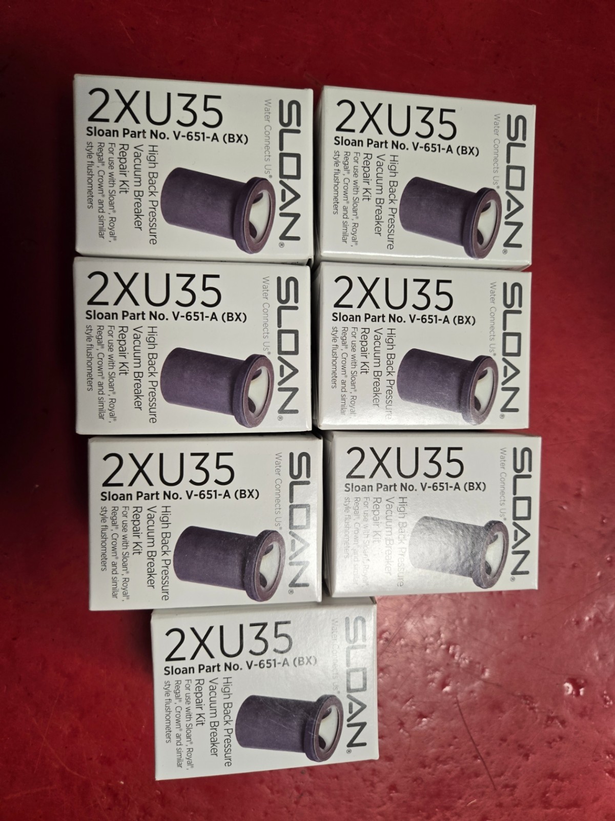 LOT of 7 NEW Sloan 2XU35 High Back Pressure Vacuum Breaker Repair Kit,