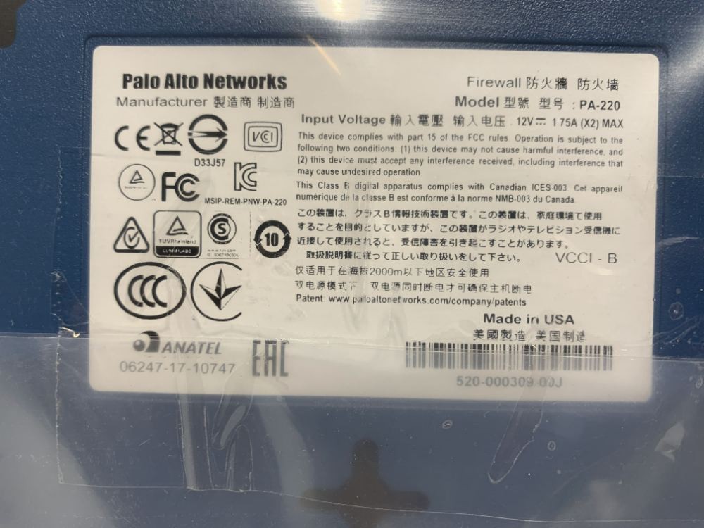 Palo Alto 910-000128-00K Firewall Network Security Appliance