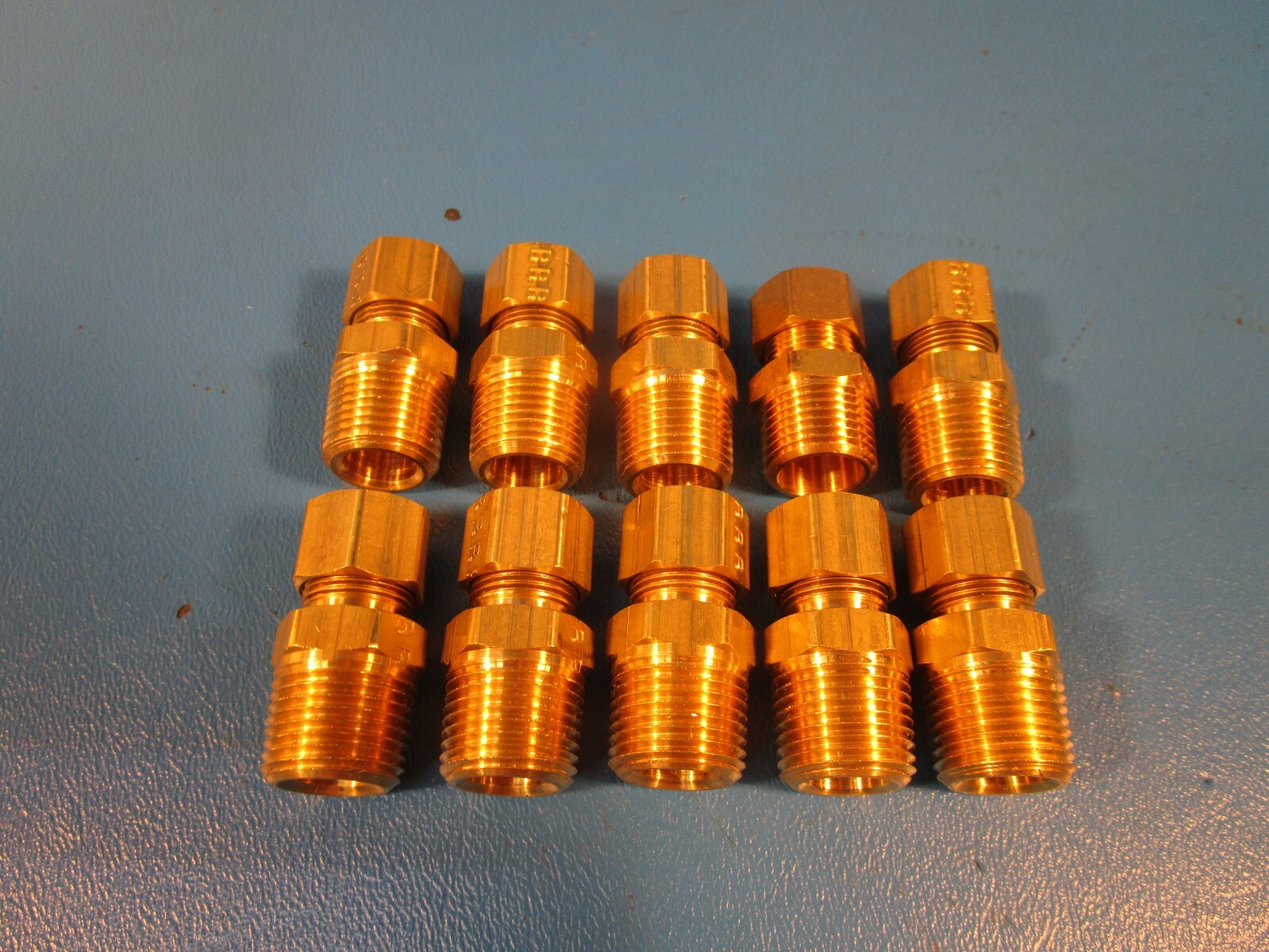 LOT OF 10 Lasco 17-6834U, 3/8 COMPRESSION X 3/8 MALE PIPE THREAD BRASS ADAPTER