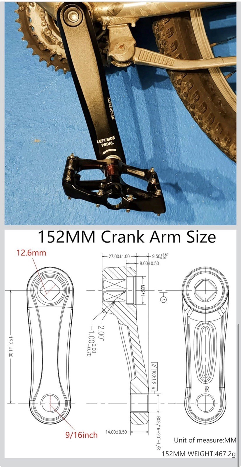 Bike Crank Arms,89MM/102MM/114MM/127MM/140MM/152MM/160MM/165MM/170MM/175MM Av…