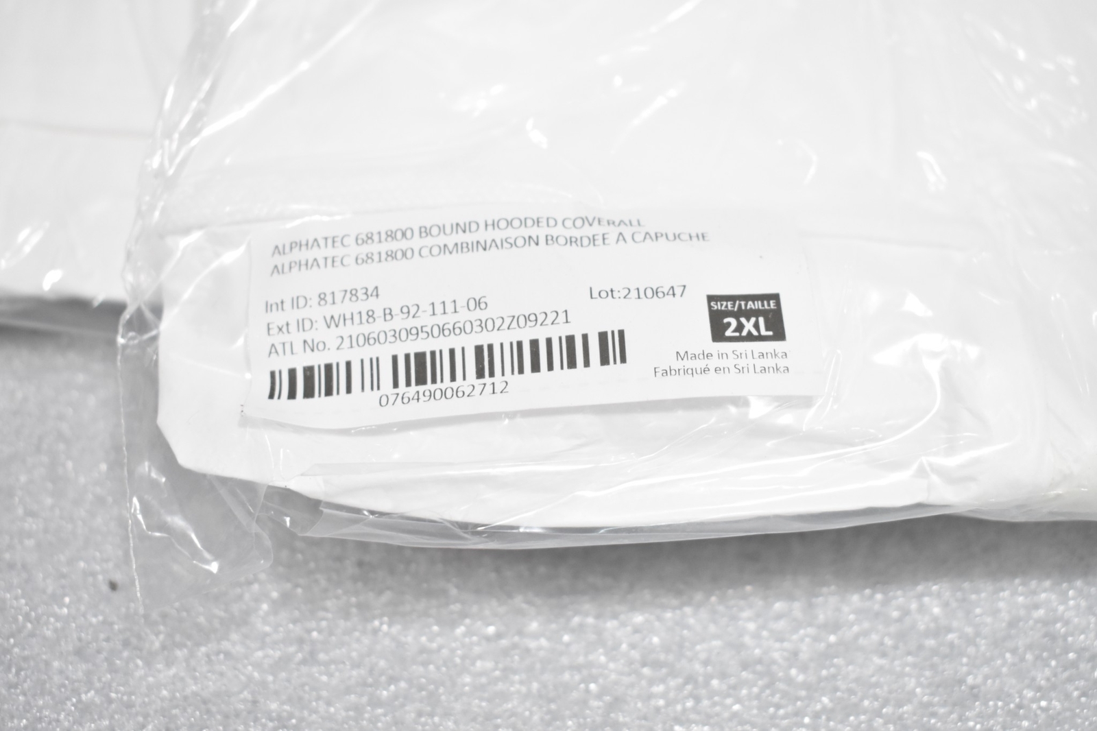 ALPHATEC 681800 BOUND HOOD COVERALL 1800 STANDARD, 2XL SIZE (LOT OF 4)