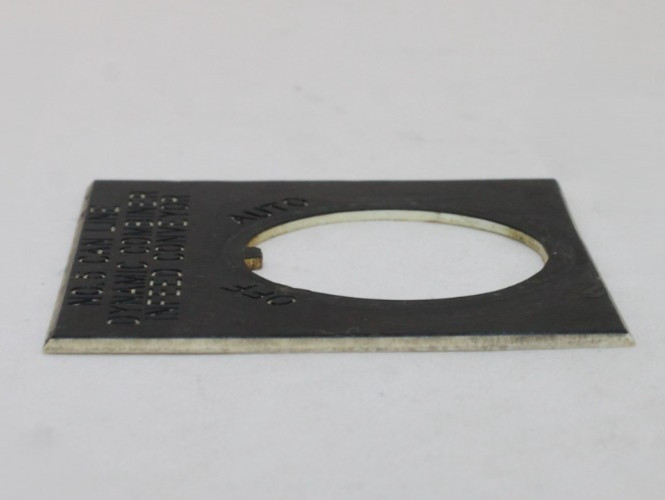 Square “No 5 Can Line Dynamic Combiner Infeed Conveyor -Off – Auto” Legend Plate