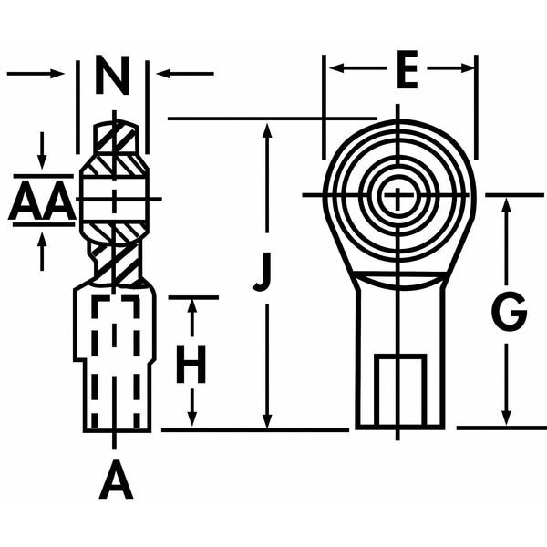 Qa1 Mcfr14 Female, Rod End, Rh, 14/14.065Mm