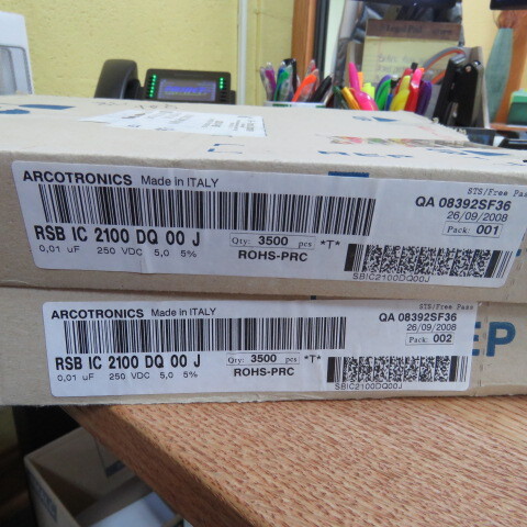 ARCOTRONICS RSBIC2100DQ00J Qty of 200 per Lot CAP METAL POLY.01UF 5% 250V