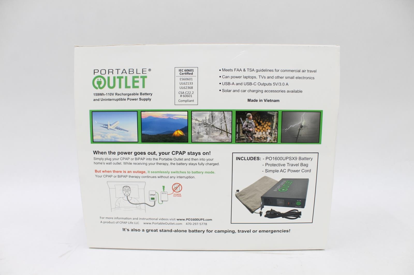 Portable Outlet X9 Uninterruptible Power Supply & CPAP Battery, PO1600UPSX9