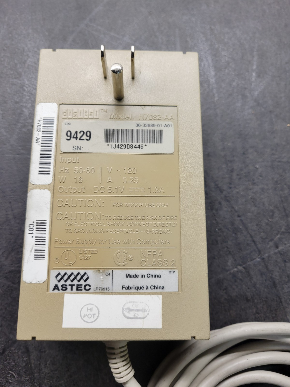 Digital Equipment Company H7082-AA Power Supply.