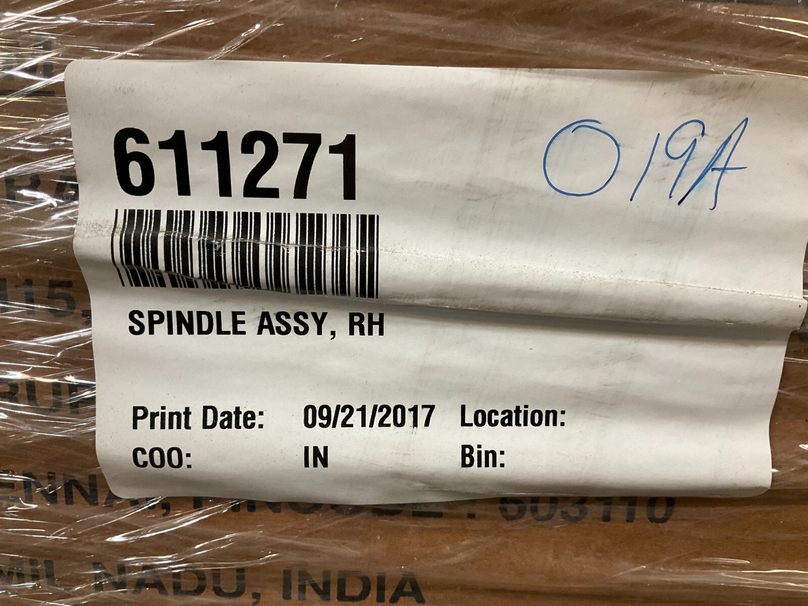 TE 611271 Right Hand Spindle Assembly New (TSC)