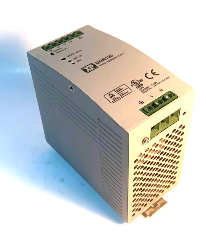 24 volt DC, 120 Watt Power Supply, XP POWER DNR120AS24-I, Input 115/230 Vac