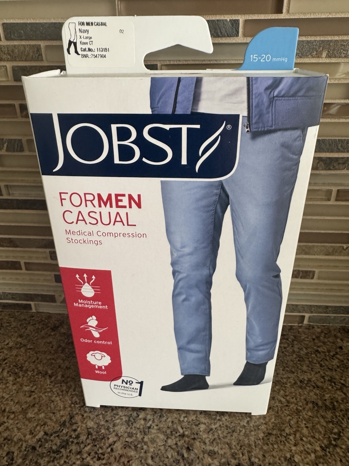 JOBST For Men Knee High 20-30 mmHg Khaki X-Large Close-Toe, Free Shipping 113127