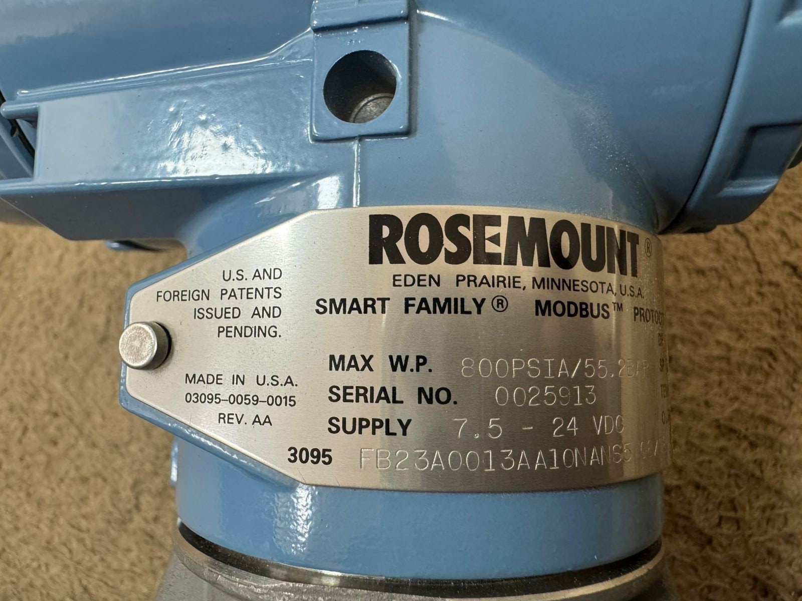 Rosemount / MultiVariable Transmitter / 3095FB23A0013AA10NANS5 / 800PSIA-55.2BAR